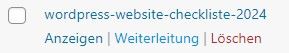 404-Fehler "wordpress-website-checkliste-2024", den ich zu einem anderen Link weiterleiten will.